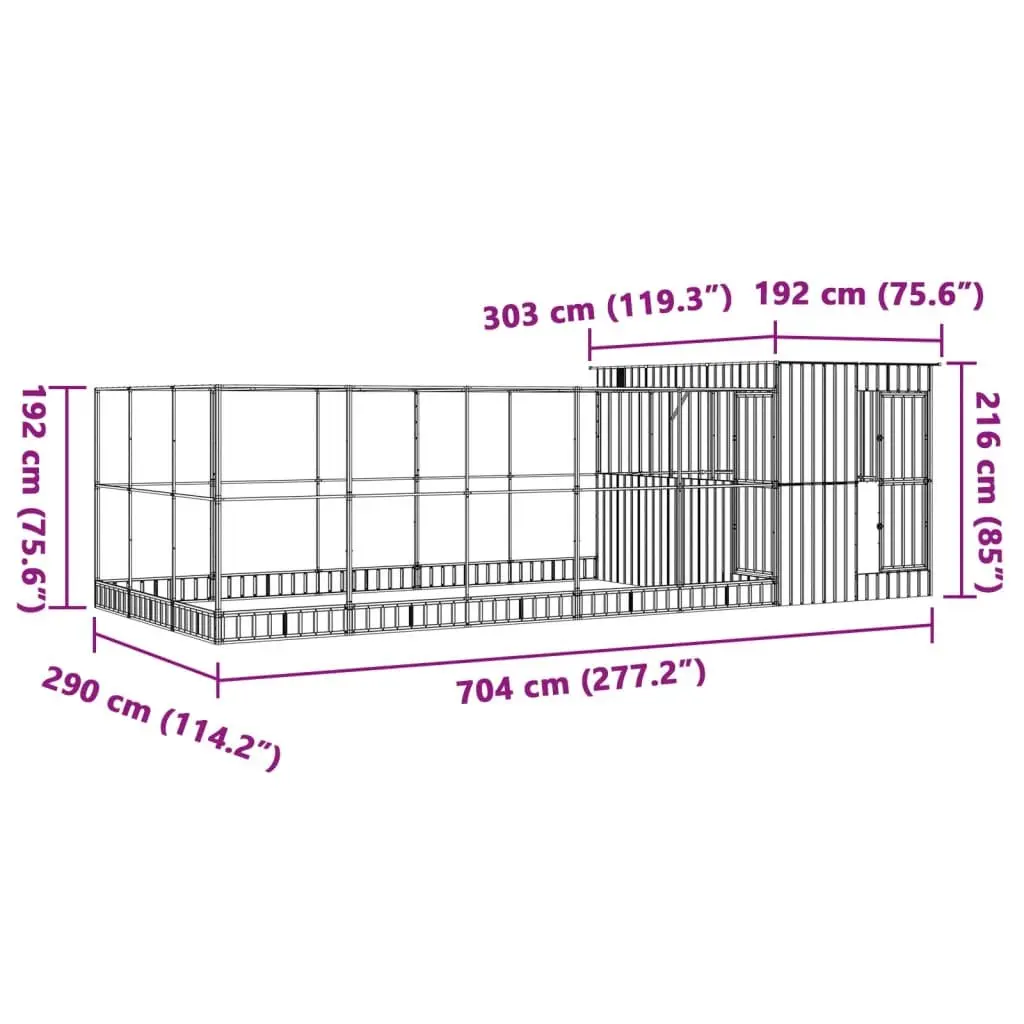 Large Bird Aviary Silver Steel Mesh Cage Outdoor Indoor 704 x 303 x 216 cm