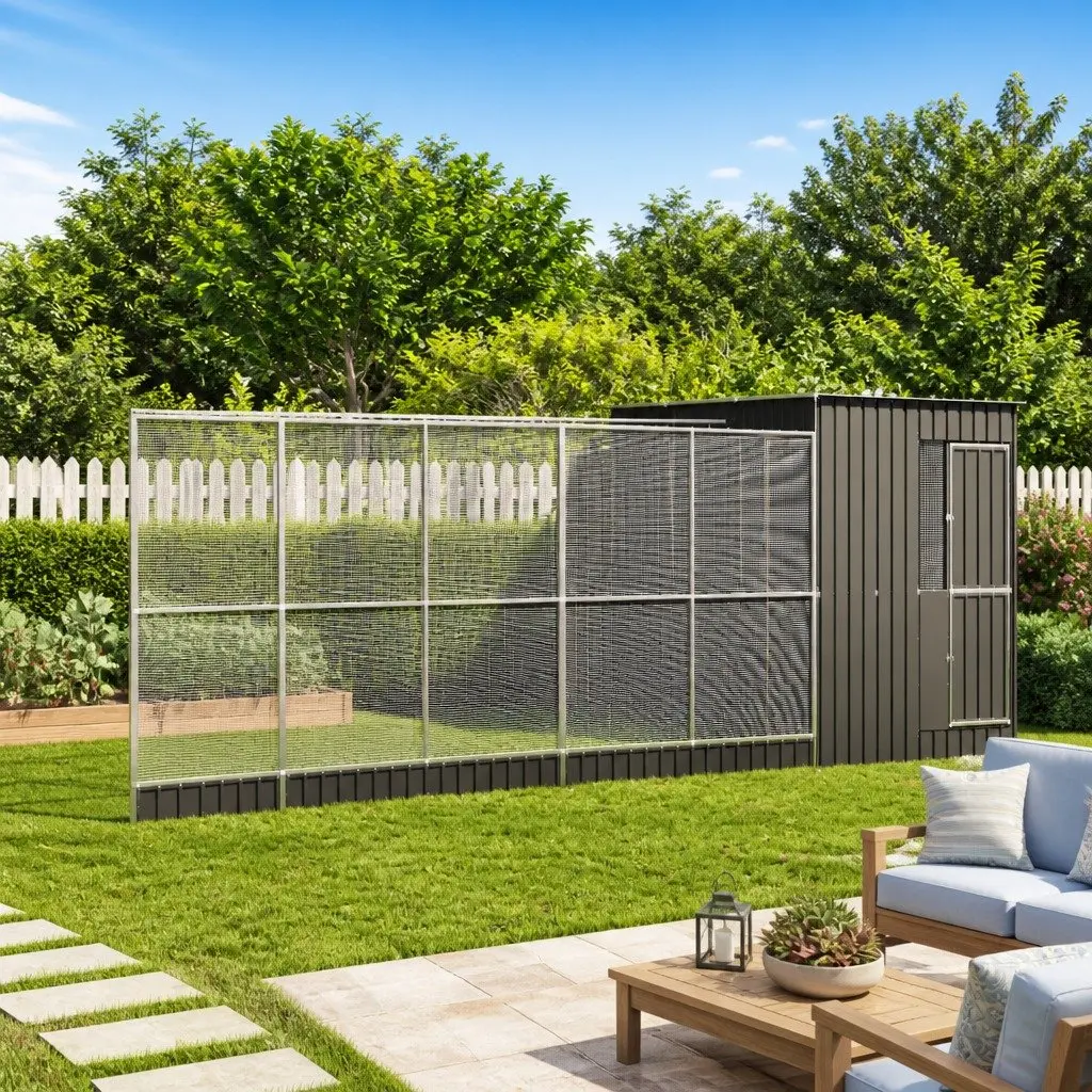 Large Steel Aviary Outdoor Enclosure 1118cm Silver