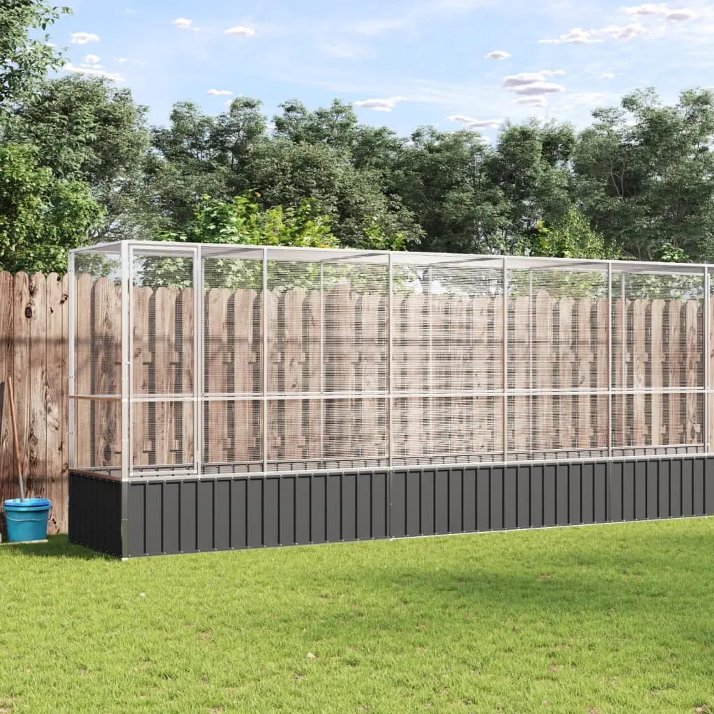 Large Outdoor Bird Cage with Extension Silver Steel Mesh Aviary