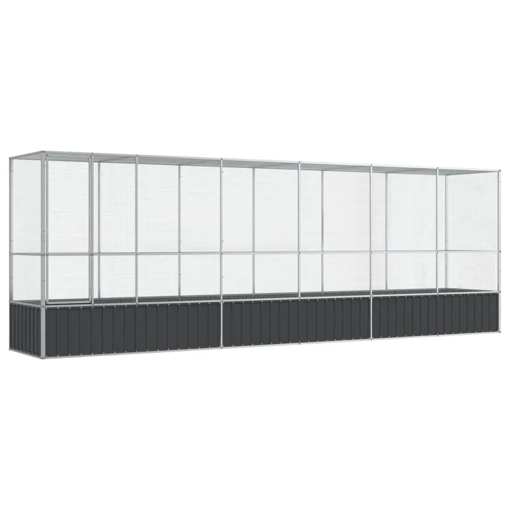 Large Outdoor Bird Cage with Extension Silver Steel Mesh Aviary