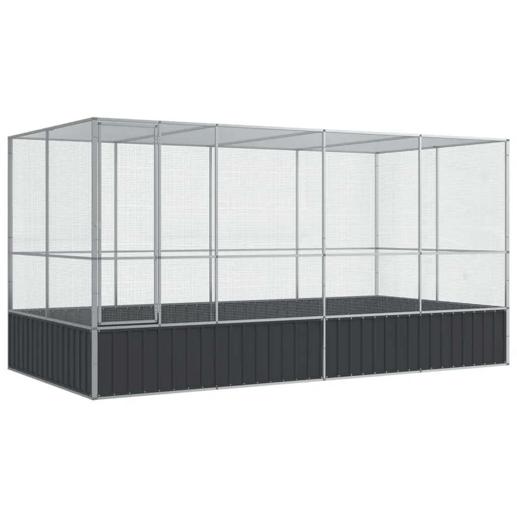 Large Bird Aviary Outdoor Flight Enclosure Silver Steel Mesh 418x207x212 cm