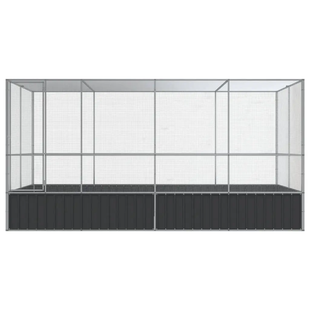 Large Bird Aviary Outdoor Flight Enclosure Silver Steel Mesh 418x207x212 cm