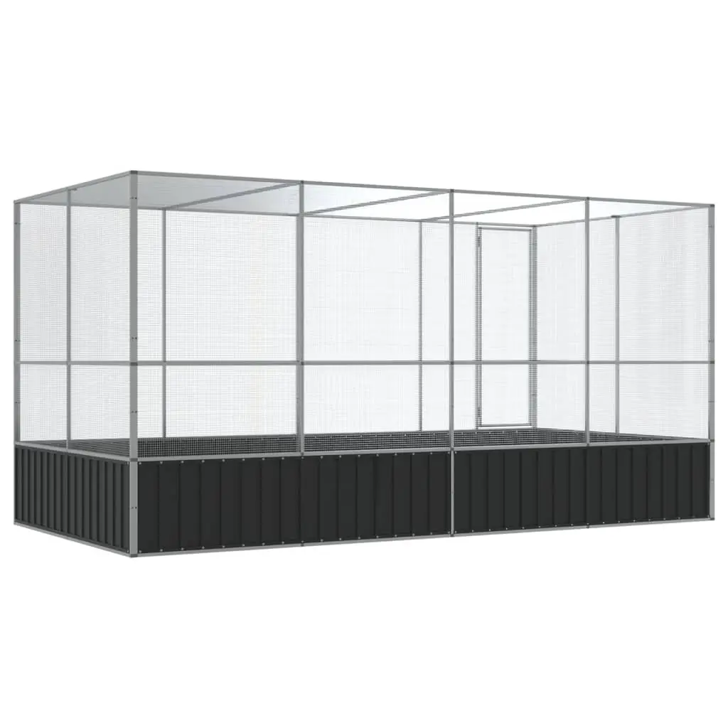 Large Bird Aviary Outdoor Flight Enclosure Silver Steel Mesh 418x207x212 cm