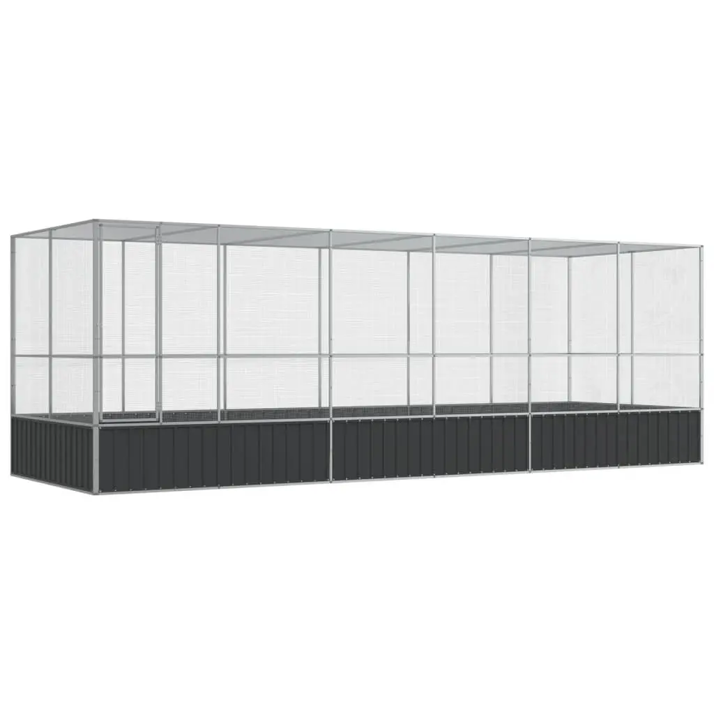 Large Bird Aviary Outdoor Parrot Enclosure 625 x 207 x 212 cm Silver Steel Mesh