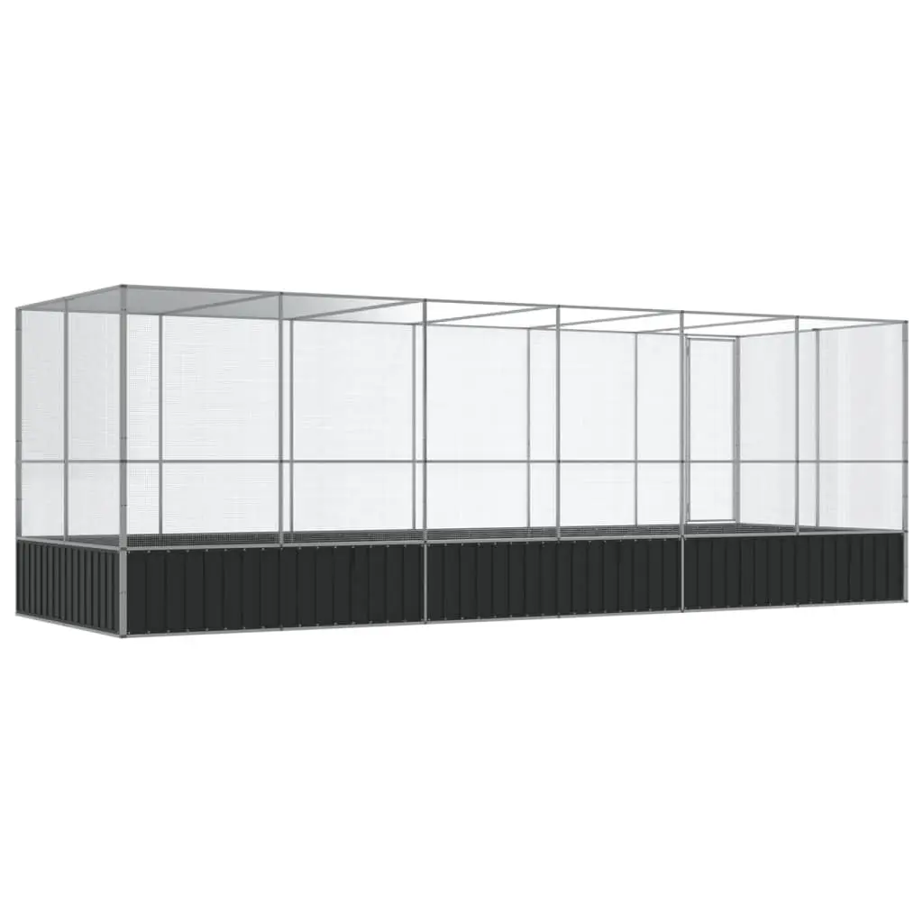 Large Bird Aviary Outdoor Parrot Enclosure 625 x 207 x 212 cm Silver Steel Mesh