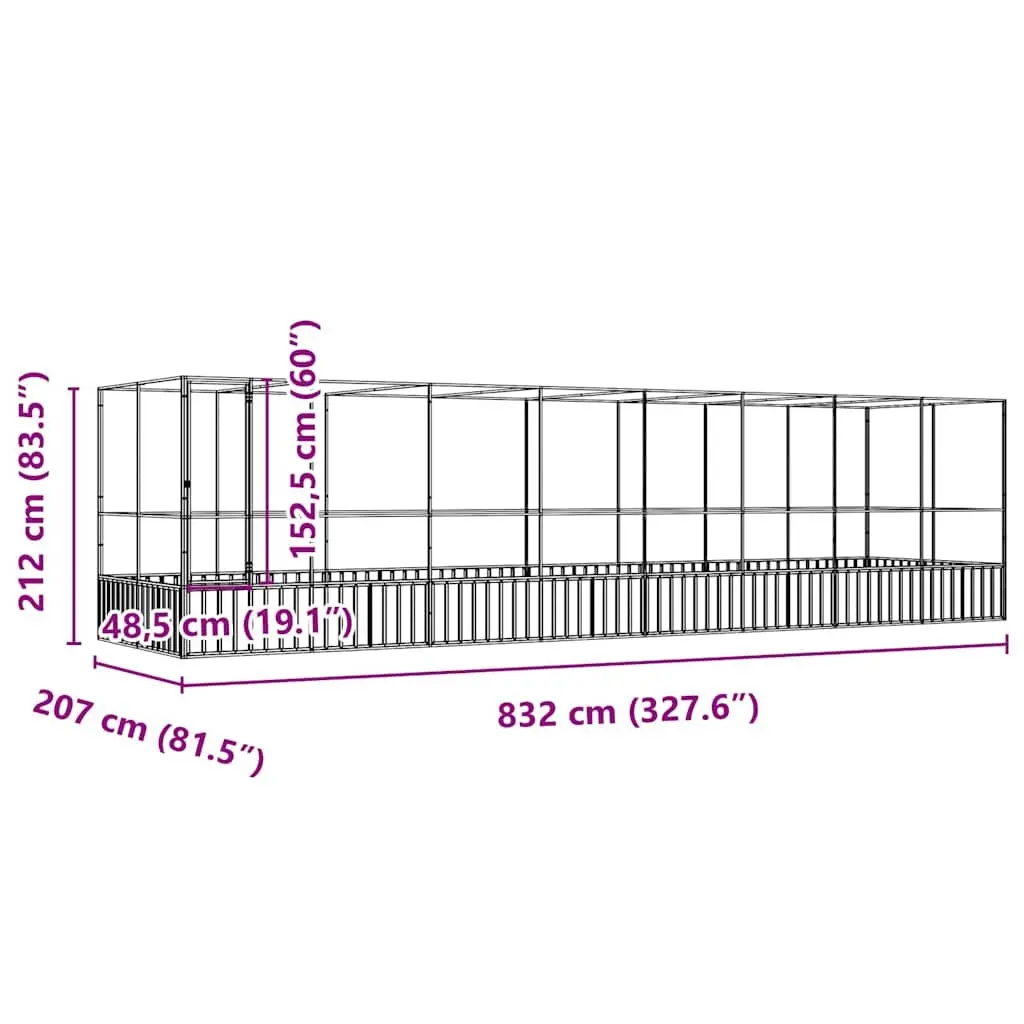 Large Aviary Silver 832x207x212cm Steel Bird Cage Stand Outdoor