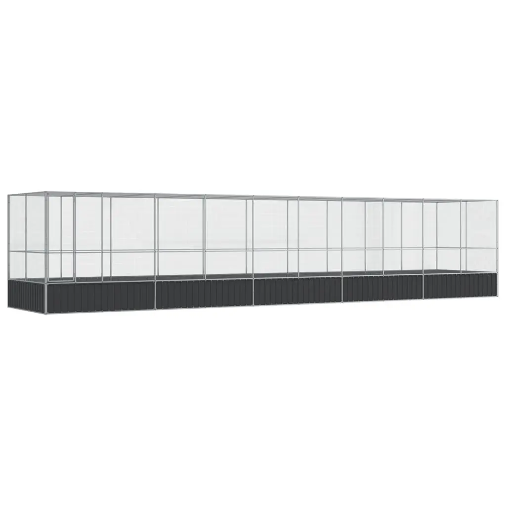 Large Bird Aviary Extension Enclosure Outdoor Flight Run 1039 x 207 x 212 cm Silver