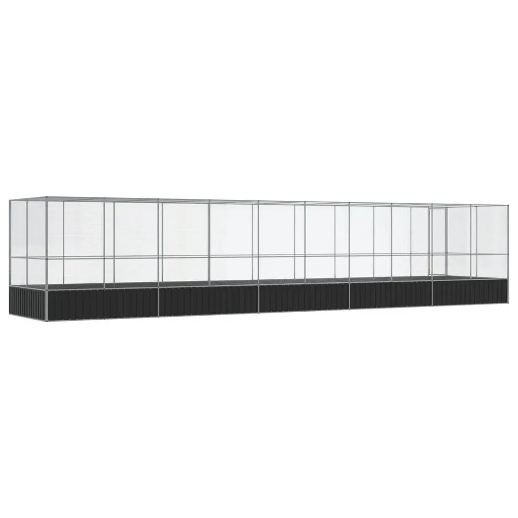 Large Bird Aviary Extension Enclosure Outdoor Flight Run 1039 x 207 x 212 cm Silver
