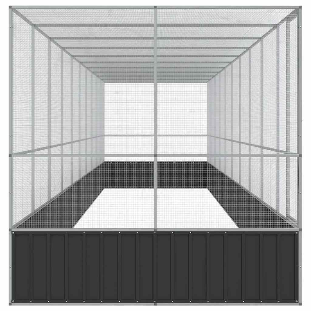 Large Bird Aviary Extension Enclosure Outdoor Flight Run 1039 x 207 x 212 cm Silver