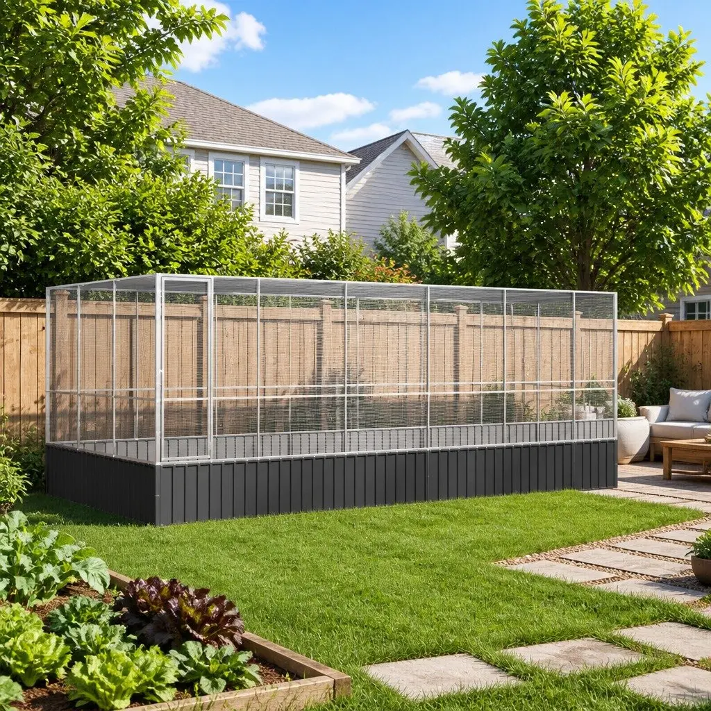 Bird Aviary Large Outdoor Extension Silver Galvanised Steel Mesh Cage