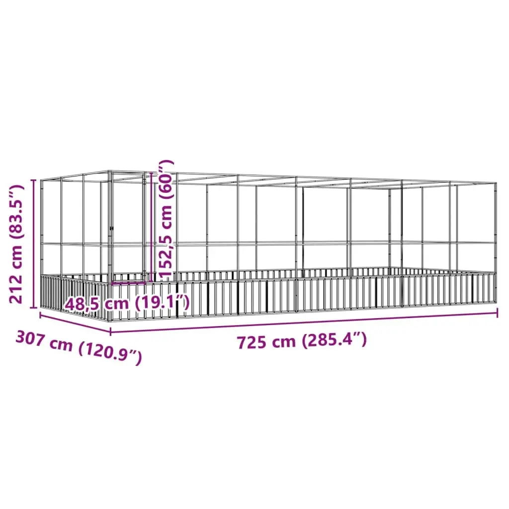 Bird Aviary Large Outdoor Extension Silver Galvanised Steel Mesh Cage