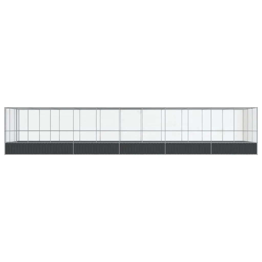 Aviary with Extension Bird Cage 1139x307x212cm Silver Steel Frame Mesh