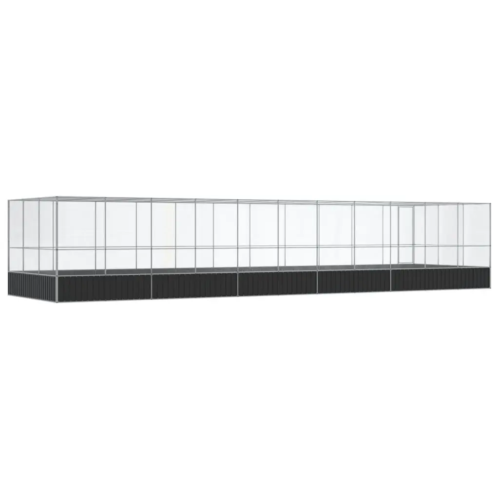 Aviary with Extension Bird Cage 1139x307x212cm Silver Steel Frame Mesh