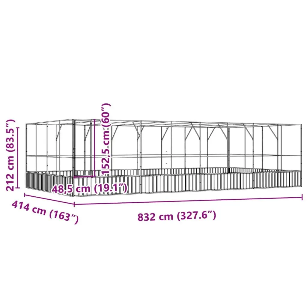 Bird Aviary Extension Large Outdoor Cage Steel Mesh Silver