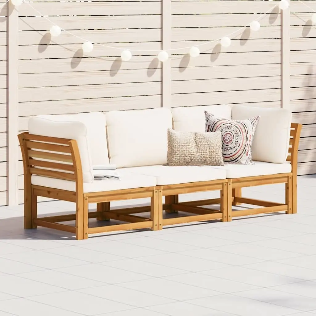 3 Piece Garden Lounge Set Outdoor Sectional Sofa with Cushions Brown