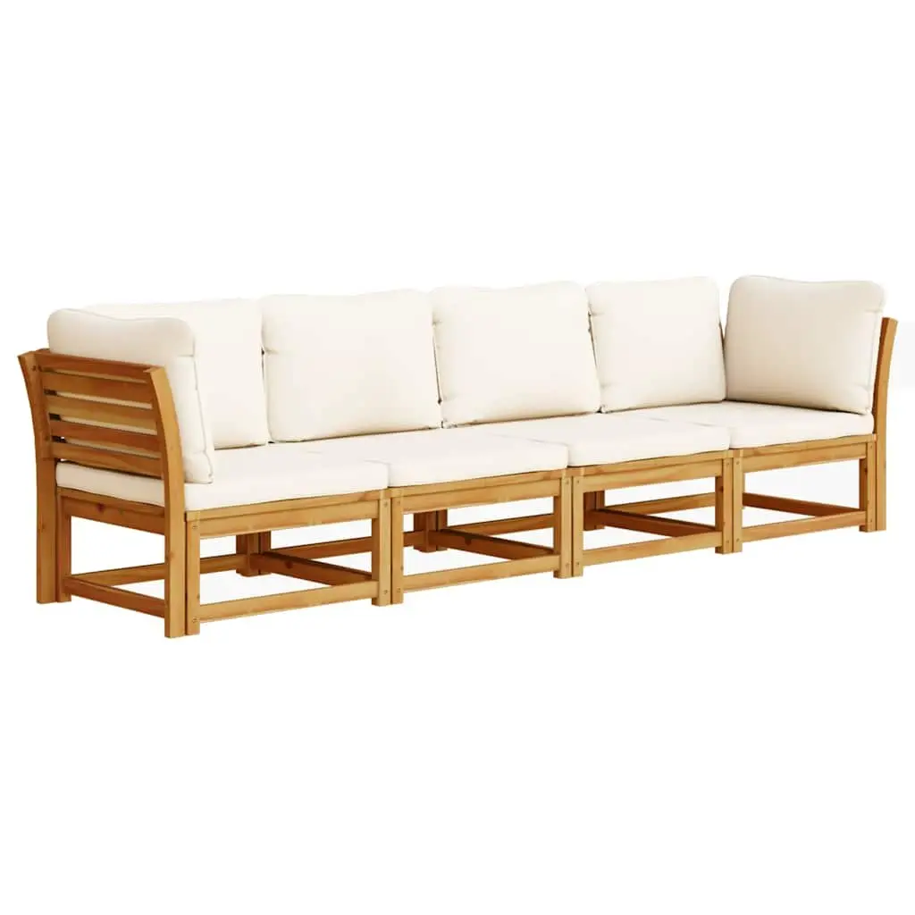 Garden Lounge Set Outdoor Sectional Sofa 4 Piece Acacia Wood Cushions Brown