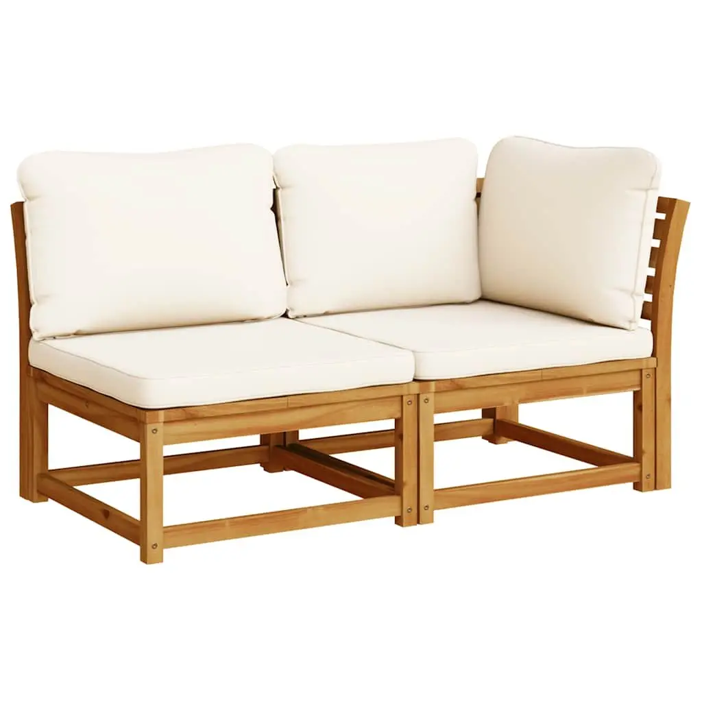 Garden Lounge Set Outdoor Sectional Sofa 4 Piece Acacia Wood Cushions Brown