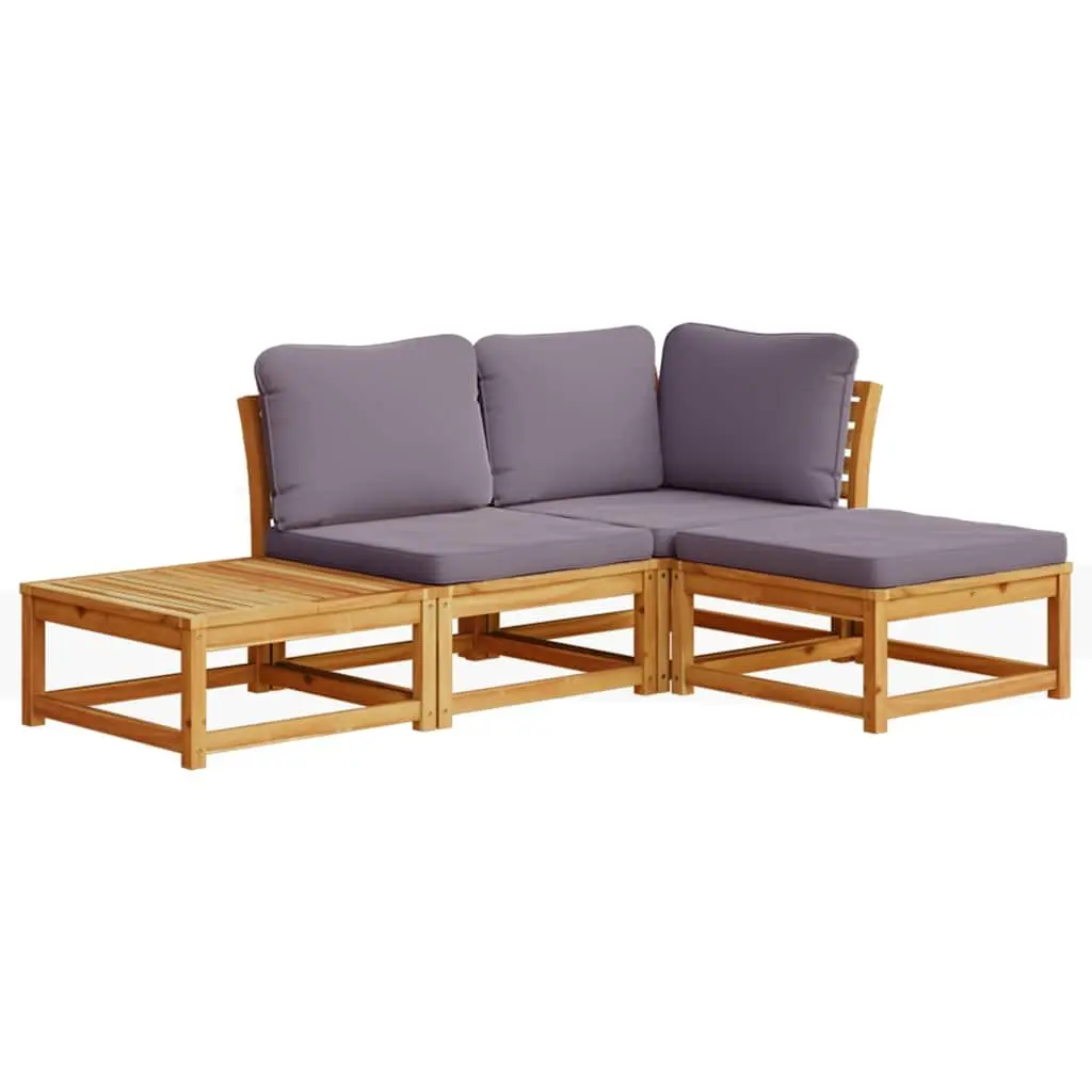Garden Lounge Set Outdoor Sectional Sofa with Cushions 4 Piece Brown