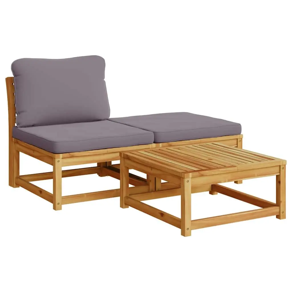 5 Piece Outdoor Garden Lounge Set Acacia Wood Sectional Sofa with Cushions Brown