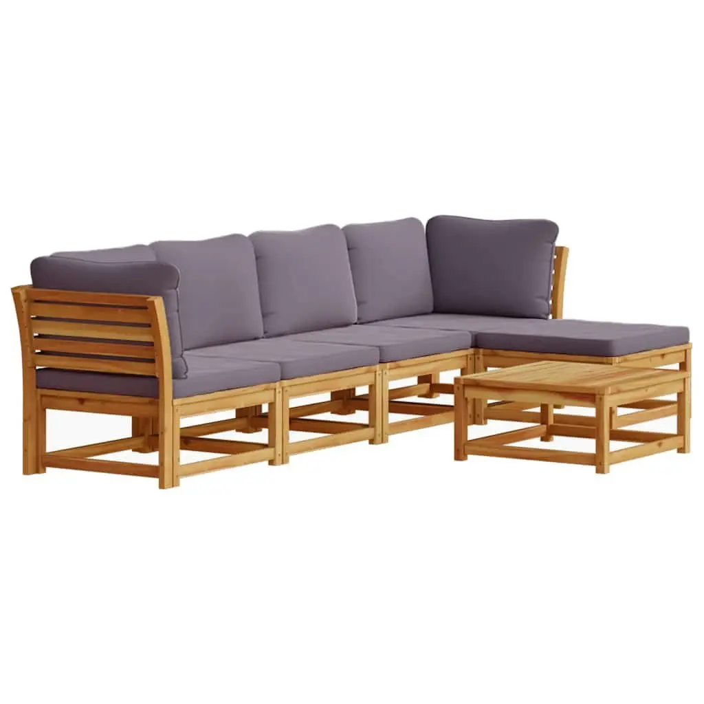 Outdoor Sectional Sofa Set 6 Piece Garden Lounge with Cushions Solid Wood