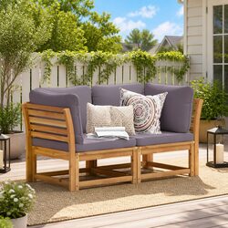 Sturdy Outdoor Sectional Sofa with Cushions for Two