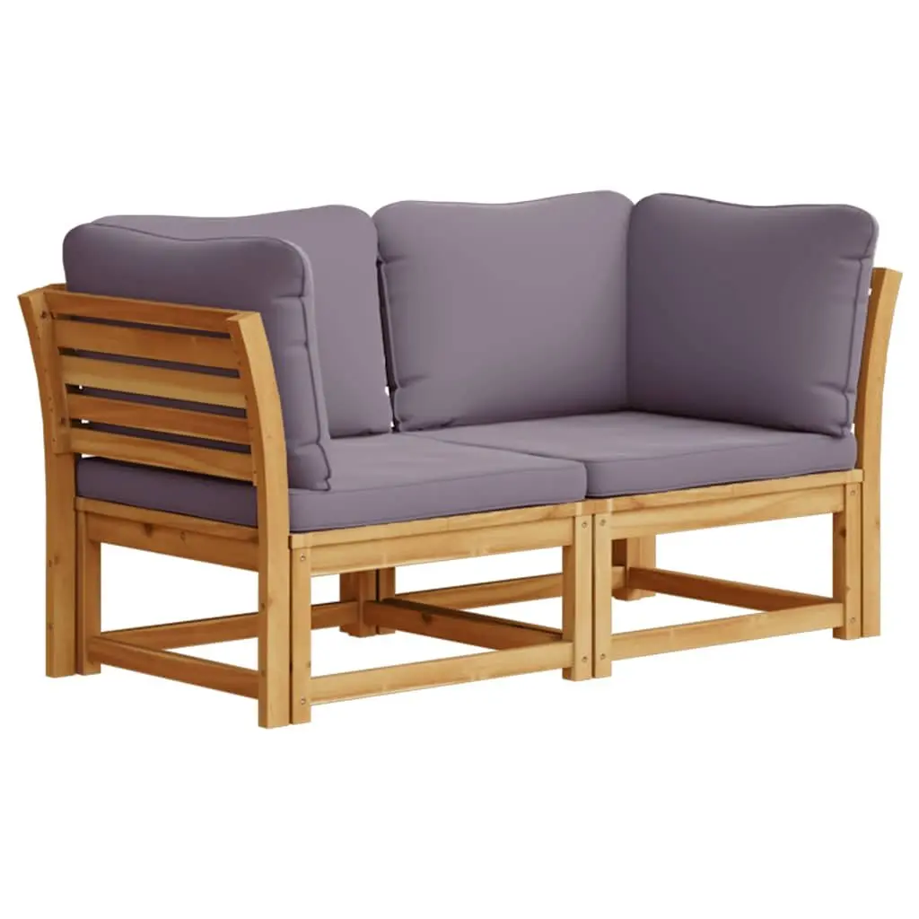 Outdoor Sectional Sofa 2-Seater Garden Lounge Modular Wood Brown