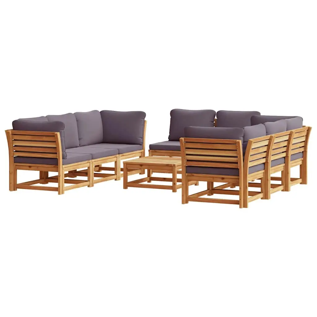 9 Piece Outdoor Lounge Set Garden Sectional Sofa with Cushions Brown Wood