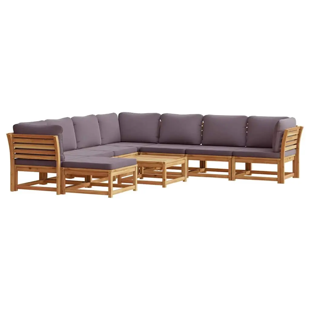 Outdoor Sectional Sofa Set 9 Piece Garden Lounge Cushions Brown
