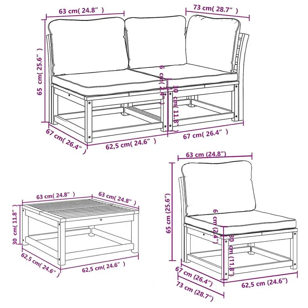 Outdoor Sectional Sofa Lounge Set 7 Piece Garden Furniture Brown