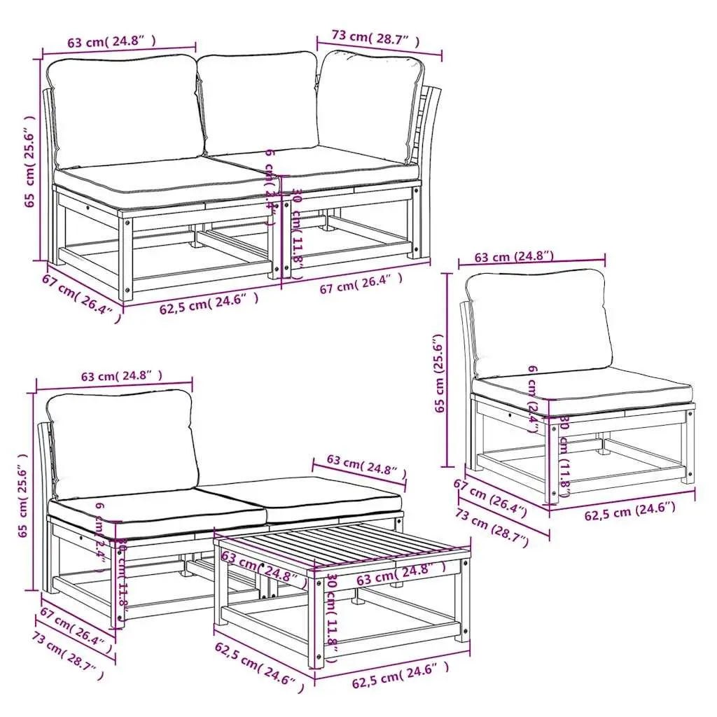 8 Piece Outdoor Lounge Sectional Sofa Set Garden Patio Furniture with Cushions