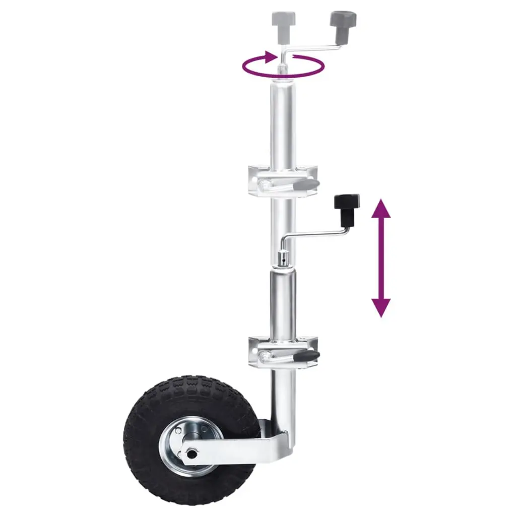 Jockey Wheel 48mm Trailer Caravan Support Tubes Split Clamps Galvanised Steel Black
