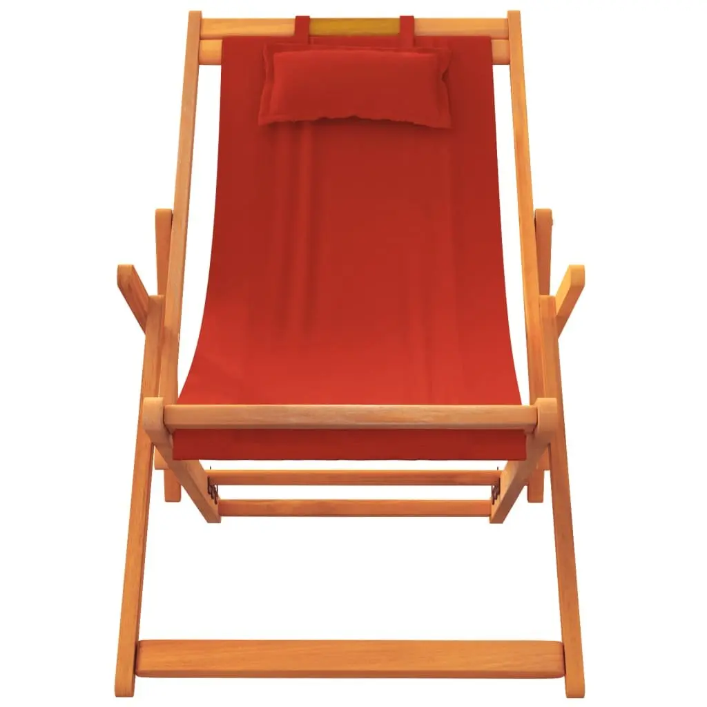 Folding Beach Chair Outdoor Reclining 2 Piece Red Fabric