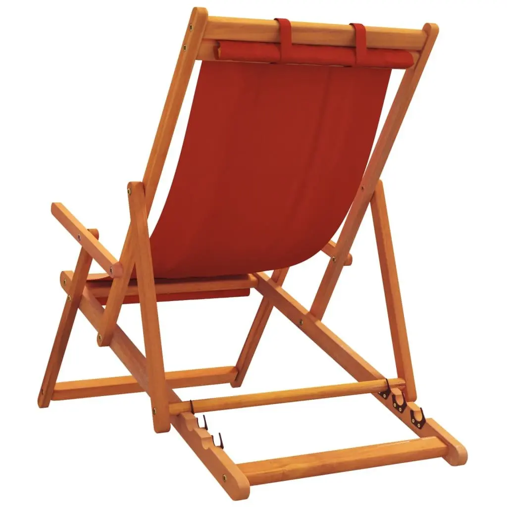 Folding Beach Chair Outdoor Reclining 2 Piece Red Fabric