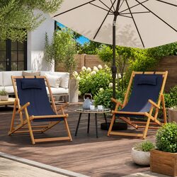 Reliable Folding Beach Chairs 2 pcs Blue for Outdoor Fun