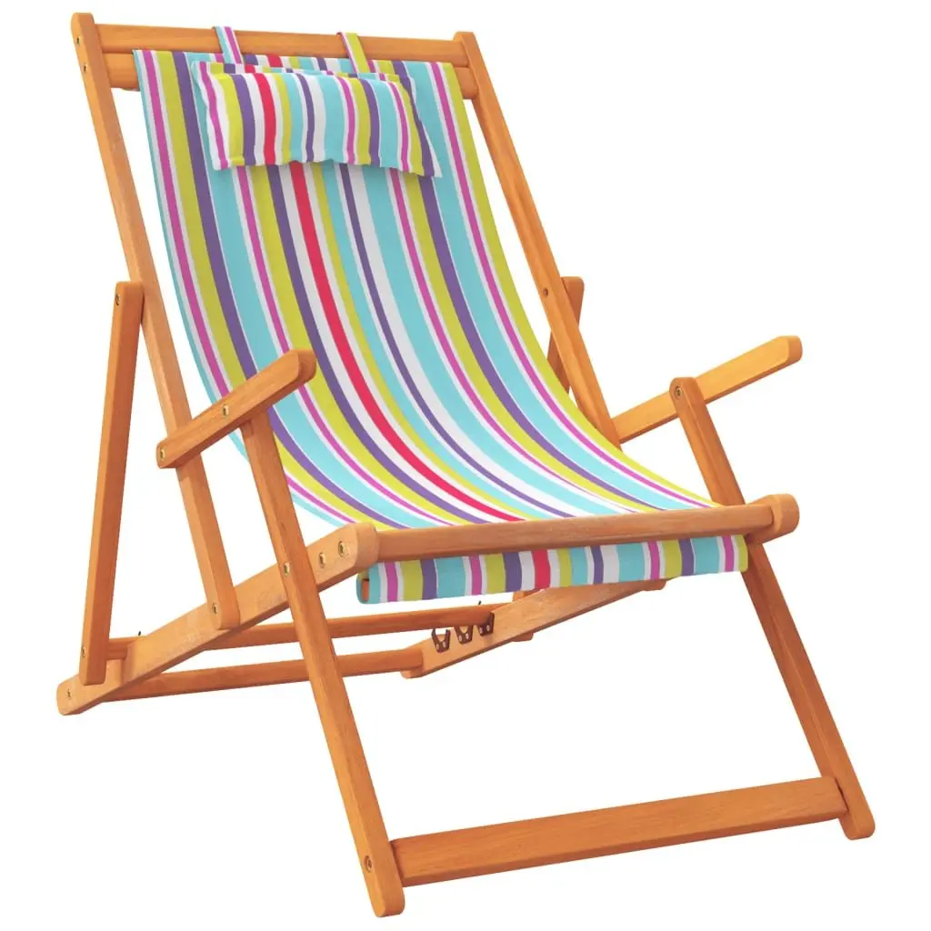 Outdoor Folding Beach Chairs Set of 2 Multicolour Reclining Garden Lounge