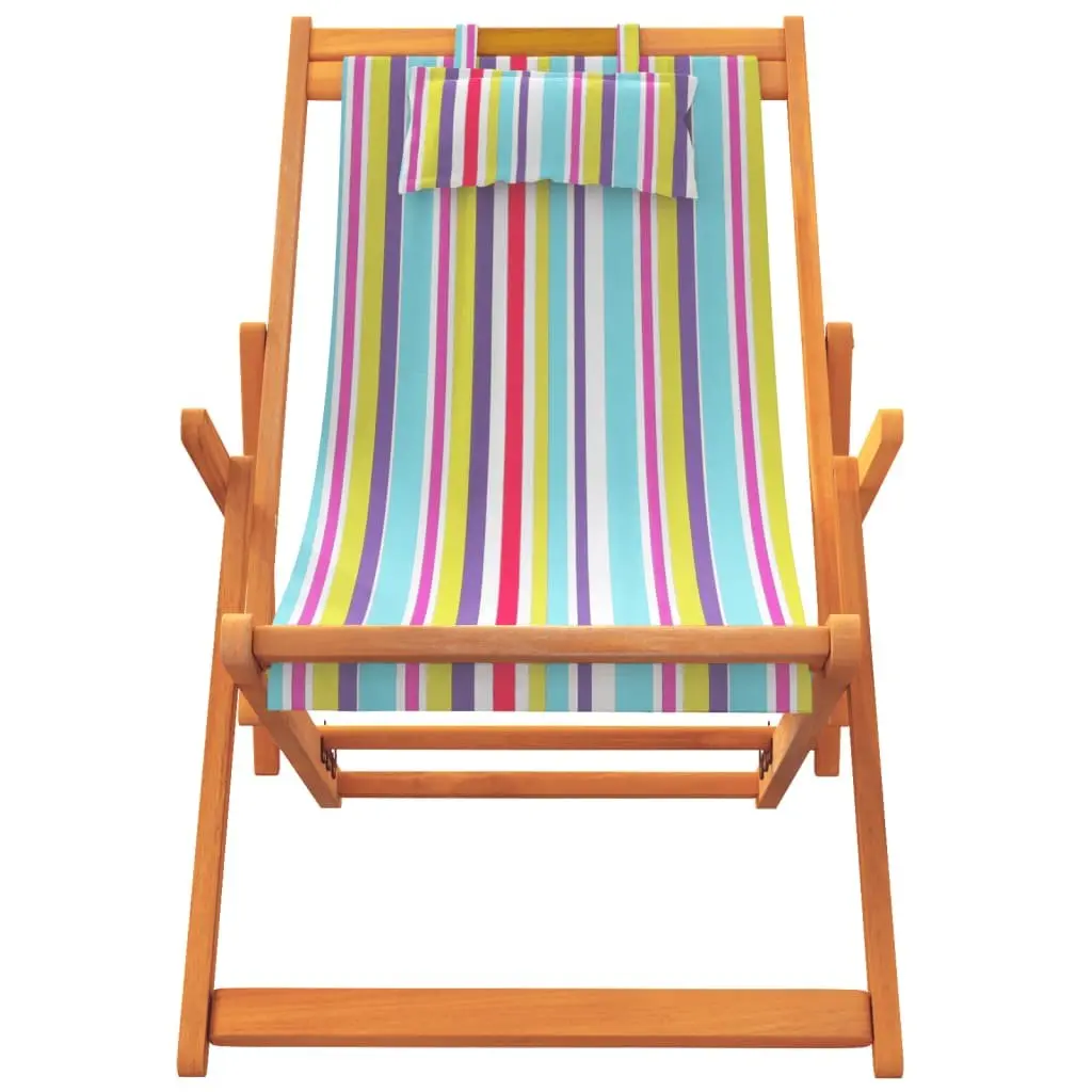 Outdoor Folding Beach Chairs Set of 2 Multicolour Reclining Garden Lounge