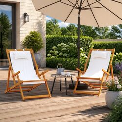 Practical Folding Beach Chairs 2 pcs in Cream - A Smart Choice
