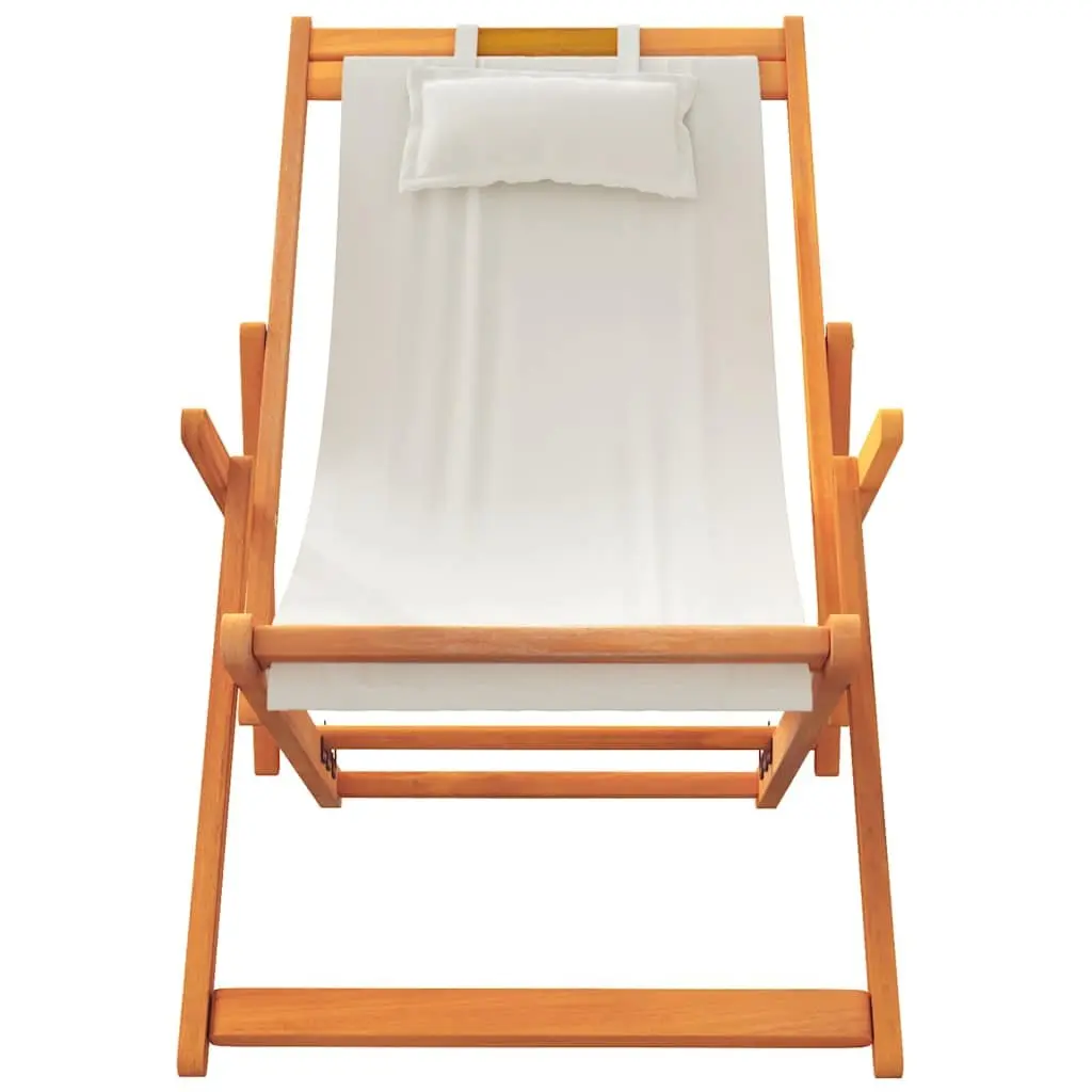 Folding Beach Chairs 2 pcs Cream Outdoor Lounge Reclining Garden Camping Seating