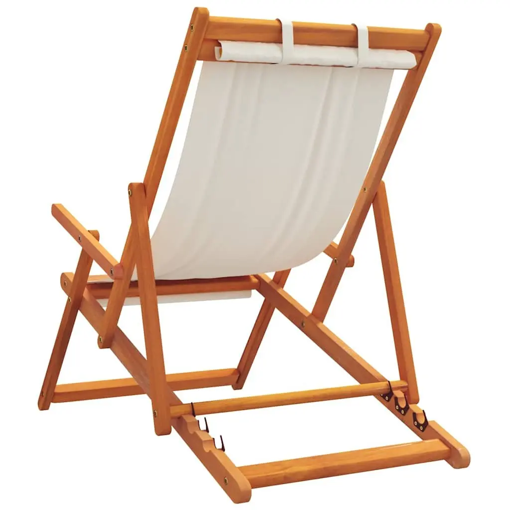 Folding Beach Chairs 2 pcs Cream Outdoor Lounge Reclining Garden Camping Seating