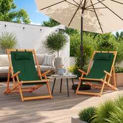Comfortable and Convenient Green Beach Chairs - 2 Pack