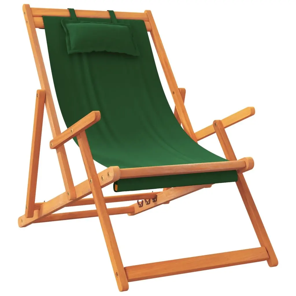 Folding Beach Chairs Outdoor Lounge Reclining 2 pcs Green