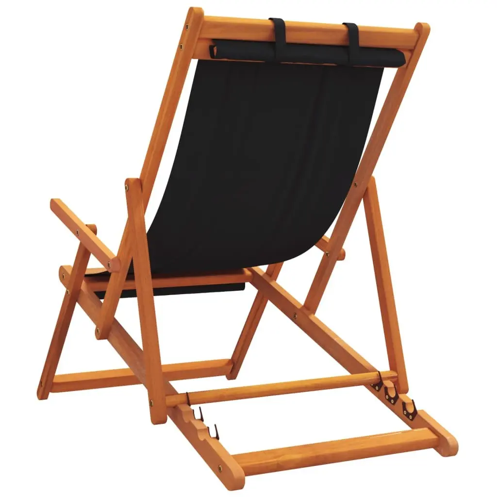 Folding Beach Chairs Outdoor Lounge Reclining 2 Piece Black