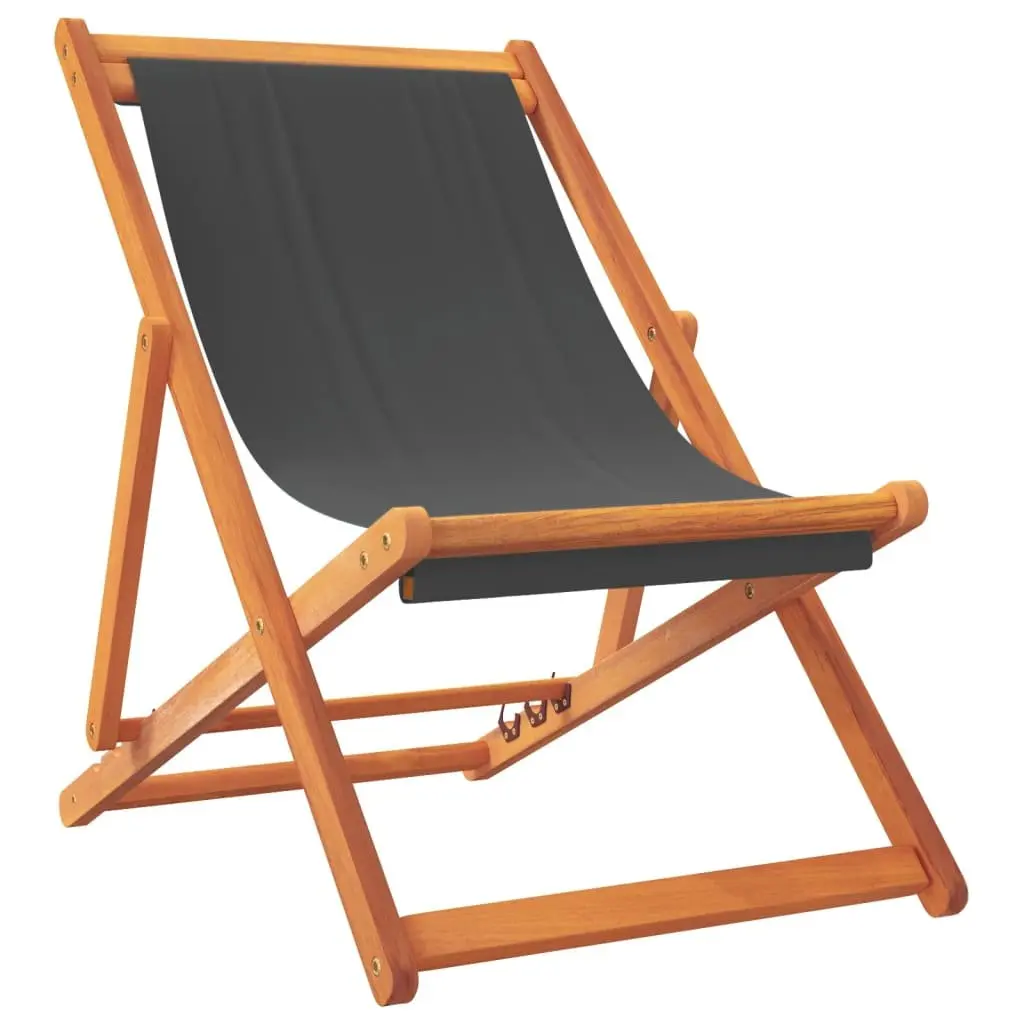 Folding Beach Chairs Outdoor Lounge Reclining Grey 2 Piece