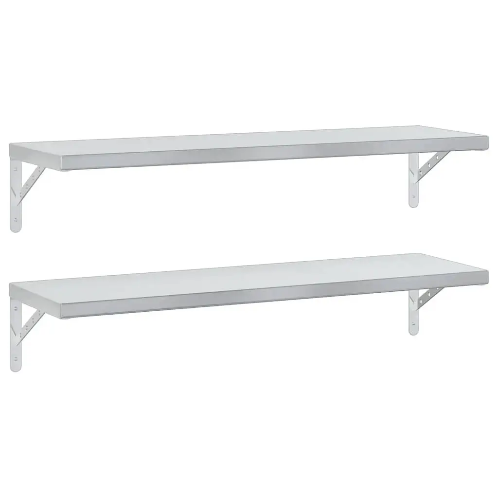 Wall Shelves 2 pcs 100x30 cm Stainless Steel Floating Storage Shelving