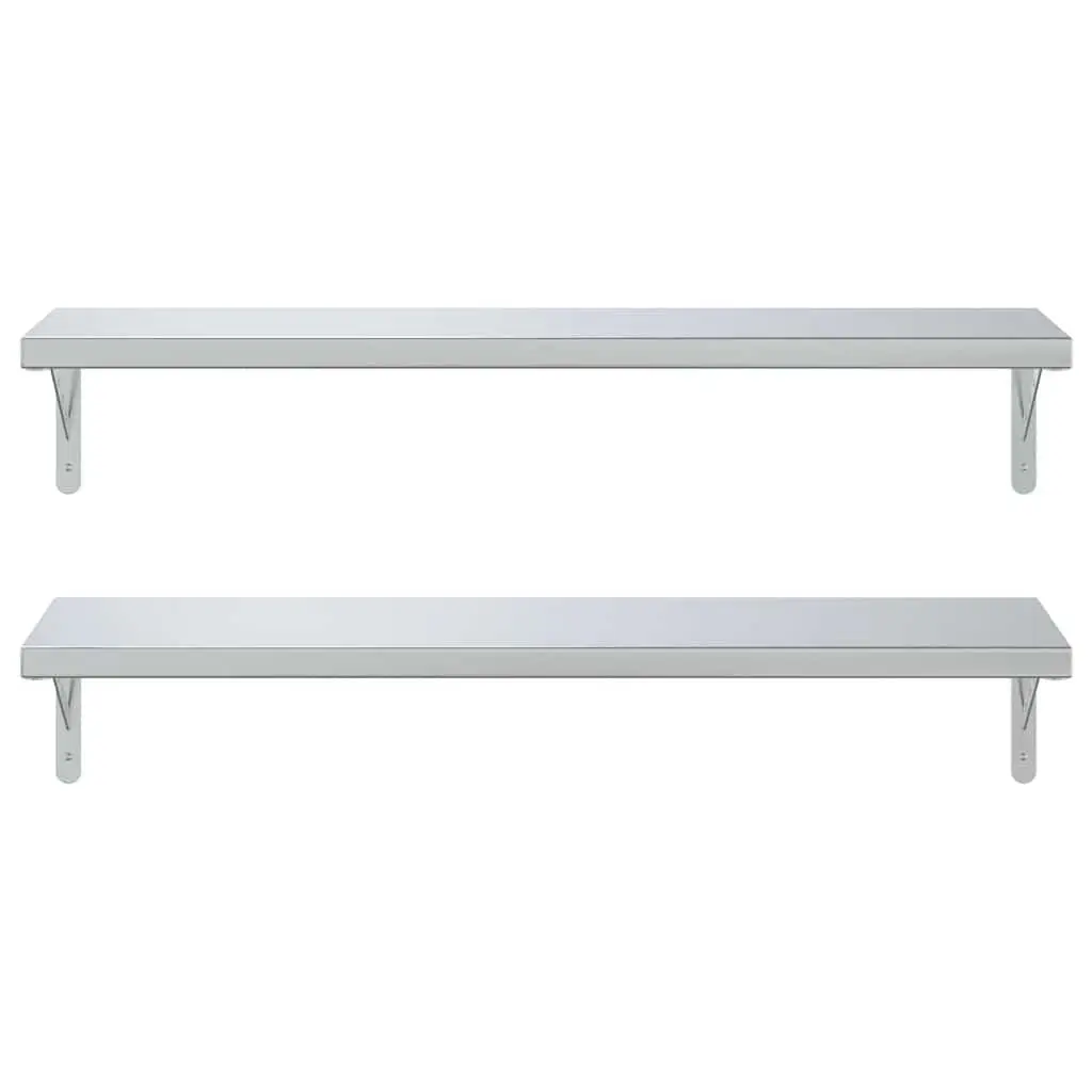 Wall Shelves 2 pcs 100x30 cm Stainless Steel Floating Storage Shelving
