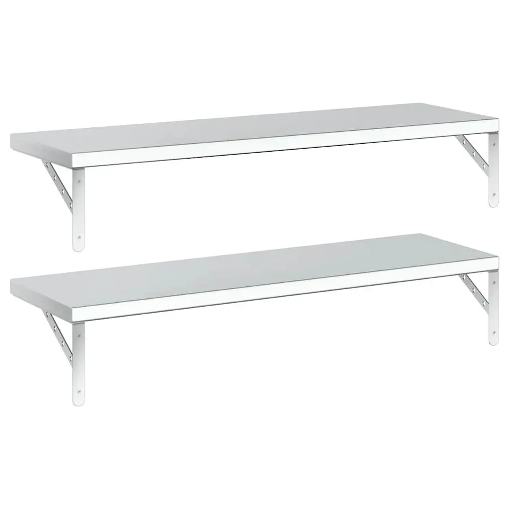 Wall Shelves 2 pcs 100x30 cm Stainless Steel Floating Storage Shelving