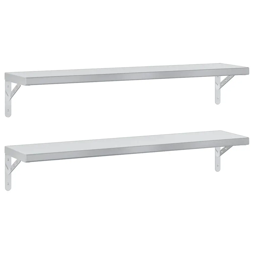Wall Shelves Floating Storage Display Rack 100x23.5 cm Silver 2 Piece