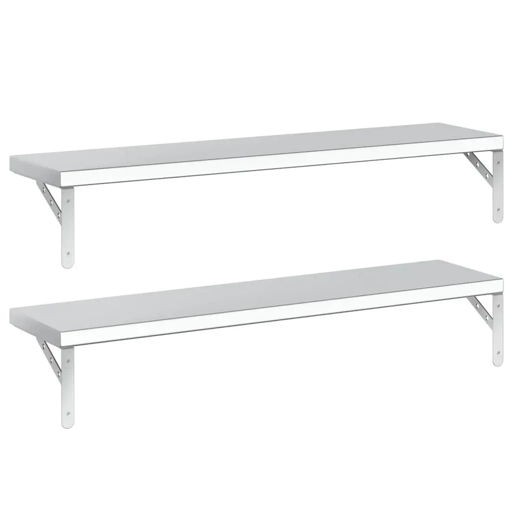 Wall Shelves Floating Storage Display Rack 100x23.5 cm Silver 2 Piece