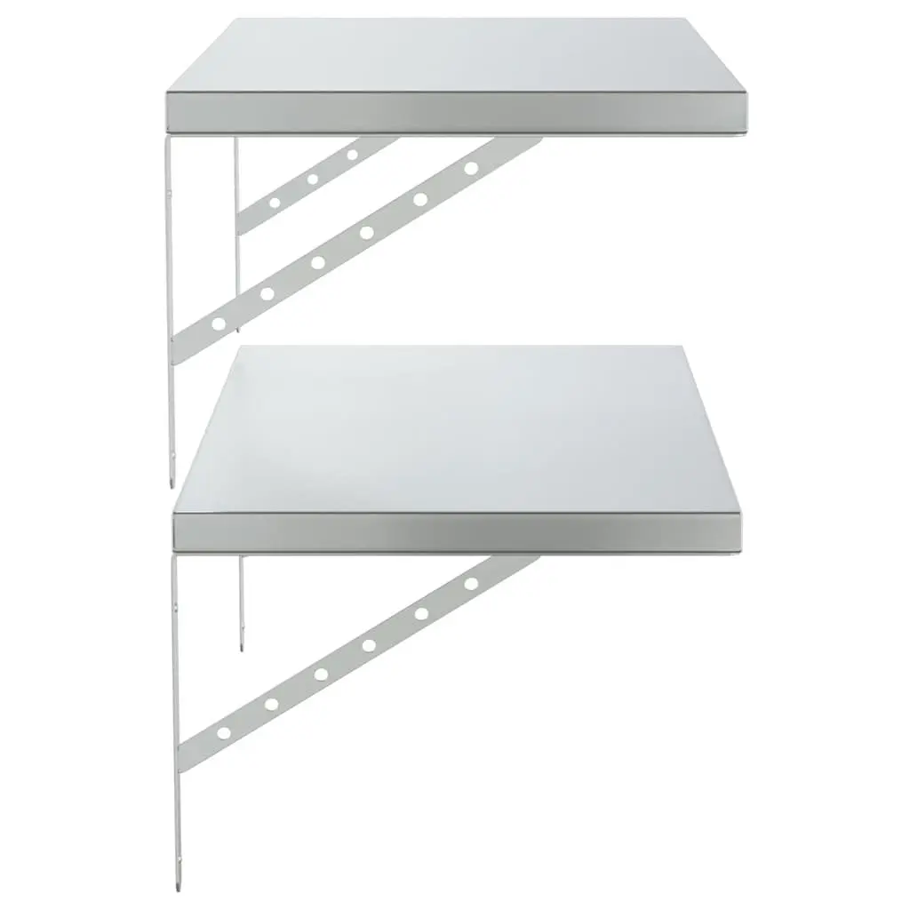 Wall Shelves Floating Storage Display Rack 75x40 cm Silver 2 Piece