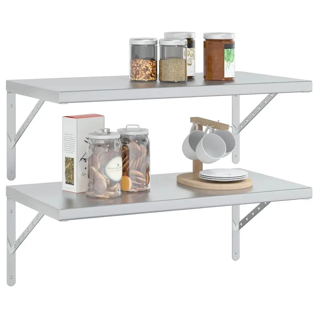 Wall Shelves Floating Storage Display Rack 75x40 cm Silver 2 Piece